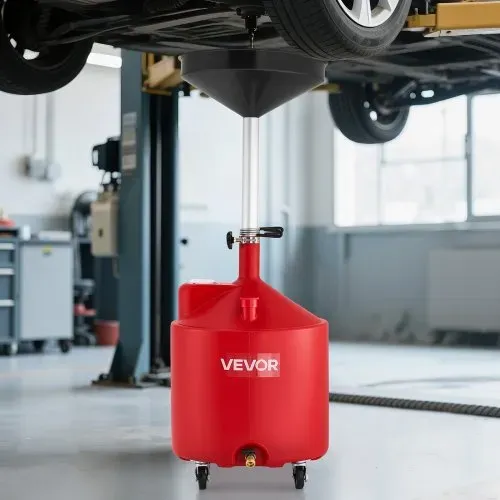 VEVOR Ölauffangwagen 68 L, Ölauffangrollwagen mit einstellbarer Trichterhöhe, Ölauffangbehälter mit Rädern, Flüssigkeits-Kraftstofftransfer-Ölauffanggerät für Autowerkstätten, Garagen, Rot – Bild 7