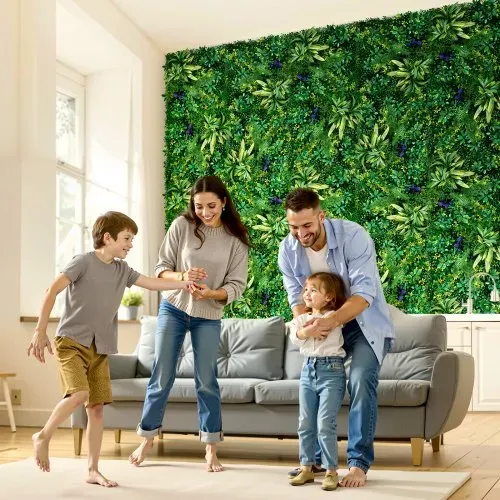 VEVOR Künstliche Hecke, 12 Stück, 500x500x50 mm, 3D-Kombination, Künstliche Pflanzenwand, grüne Dekoration & Efeu-Zaunbedeckung, Sichtschutz-Hintergrundwand, Heckenschutz für den Garten – Bild 7