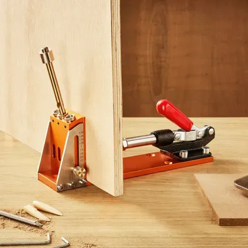 VEVOR Pocket Hole Jig Kit Dreitaschenloch mit Schraubenschlüssel & Vierkantantriebsbits, Dübelhilfe Bohrlehre zum Bohren von Taschenlöchern und Schräglöchern, Bohrhilfe für Holzbearbeitung Alu. – Bild 7
