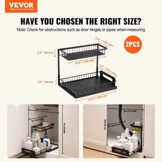 VEVOR Ausziehbarer Spülschrank-Organizer mit 2 Ebenen unter Waschbecken Regal (27×36 cm) Gewürzregal Küchenregal Lagerregal Organizer für Küche Badezimmer 317x394x330 mm (Installationsgröße) VEVOR Ausziehbarer Spülschrank-Organizer mit 2 Ebenen unter Waschbecken Regal (27×36 cm) Gewürzregal Küchenregal Lagerregal Organizer für Küche Badezimmer 317x394x330 mm (Installationsgröße)