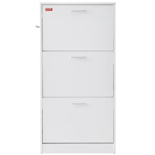 VEVOR Schuhschrank Schmal, Schuhregal Weiß, 600 x 237 x 1200 mm Schuhkipper mit 3 Klappen + oberem Staufach, Schuhkommode 45,35 kg Tragfähigkeit, Aufbewahrungsschrank Schuh Massivholz für Flur – Bild 8
