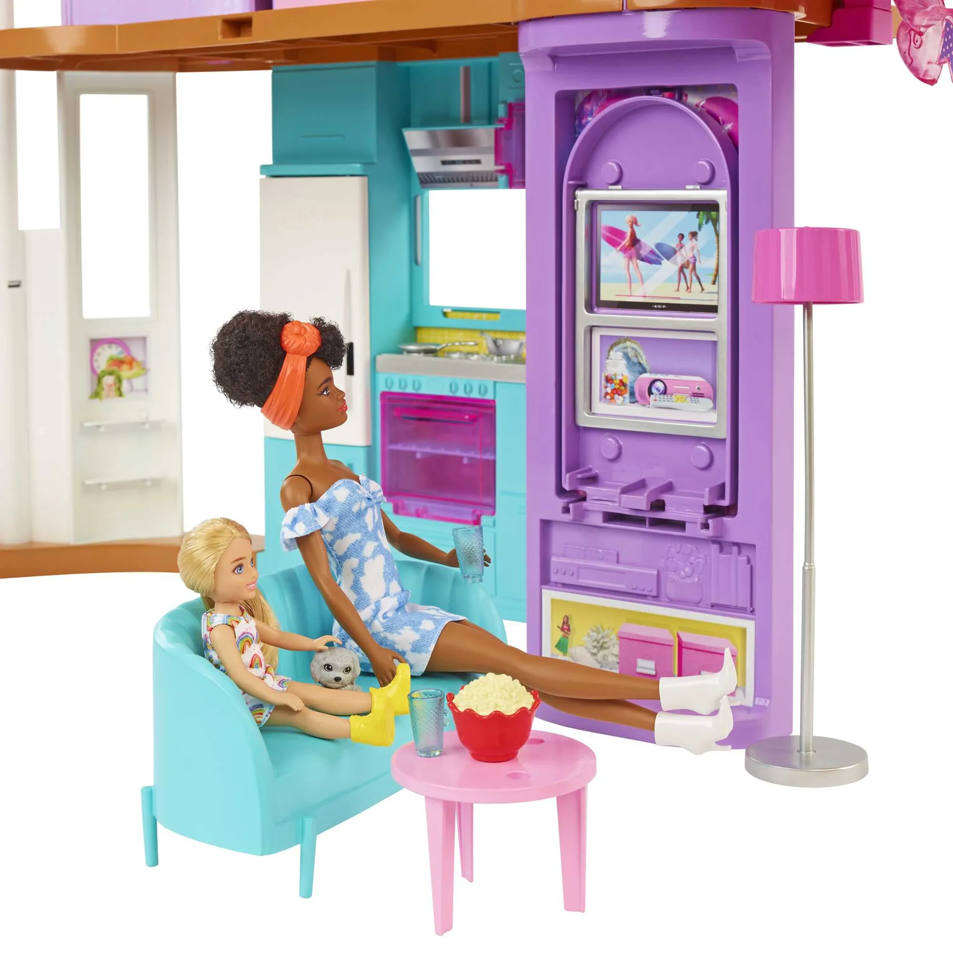 Barbie Malibu Ferien-Haus (klappbar), Puppenhaus inkl. Möbel & Zubehör – Bild 6