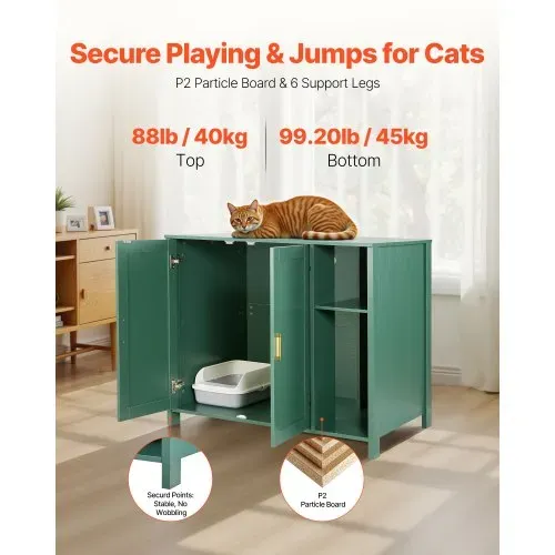 VEVOR Katzenschrank, 1050x680x885 mm, Katzenklo Schrank mit eingebauter Steckdose, Schublade & abnehmbarer Trennwand, passend für die meisten selbstreinigenden/intelligenten Katzentoiletten – Bild 2