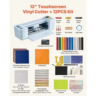 VEVOR Vinylschneidemaschine 30 cm, Schneideplotter/Plottermaschine mit Touchscreen & Material- und Werkzeugsatz, Kompatibel mit Mac/Windows/Android/iOS, für Bastelarbeiten, Karten & Wohnaccessoires VEVOR Vinylschneidemaschine 30 cm, Schneideplotter/Plottermaschine mit Touchscreen & Material- und Werkzeugsatz, Kompatibel mit Mac/Windows/Android/iOS, für Bastelarbeiten, Karten & Wohnaccessoires