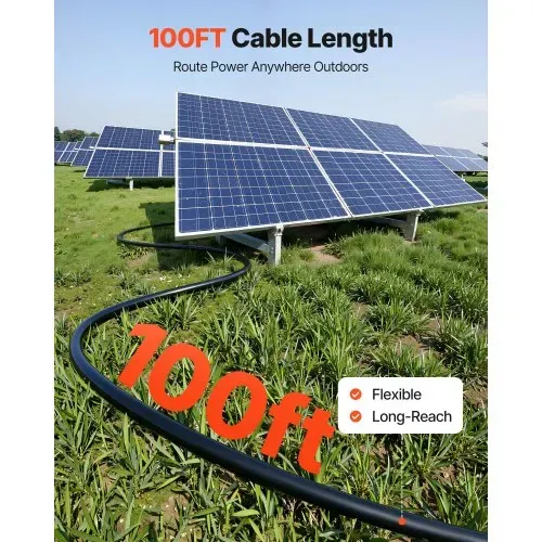 VEVOR Solarkabel Verlängerung, 30,5 m Schwarz & 30,5 m Rot, 10 AWG Solarverlängerungskabel, Verzinntes Kupferkabel für Netzunabhängige Photovoltaiksysteme an Haus, Fahrzeug, RV, Boot, IP67 – Bild 3