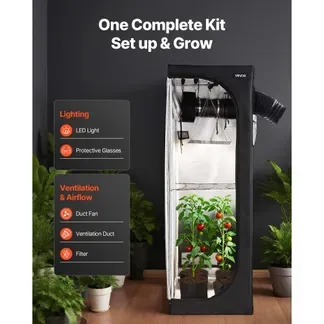 VEVOR Growzelt, 60x60x180 cm, Indoor-Pflanzenzelt mit Vollspektrum-LED-Zuchtlicht & Belüftungssystem, Growbox 600D hochreflektierendes Mylar, Zuchtzelte, Gewächshaus für Blumen & Gemüse VEVOR Growzelt, 60x60x180 cm, Indoor-Pflanzenzelt mit Vollspektrum-LED-Zuchtlicht & Belüftungssystem, Growbox 600D hochreflektierendes Mylar, Zuchtzelte, Gewächshaus für Blumen & Gemüse