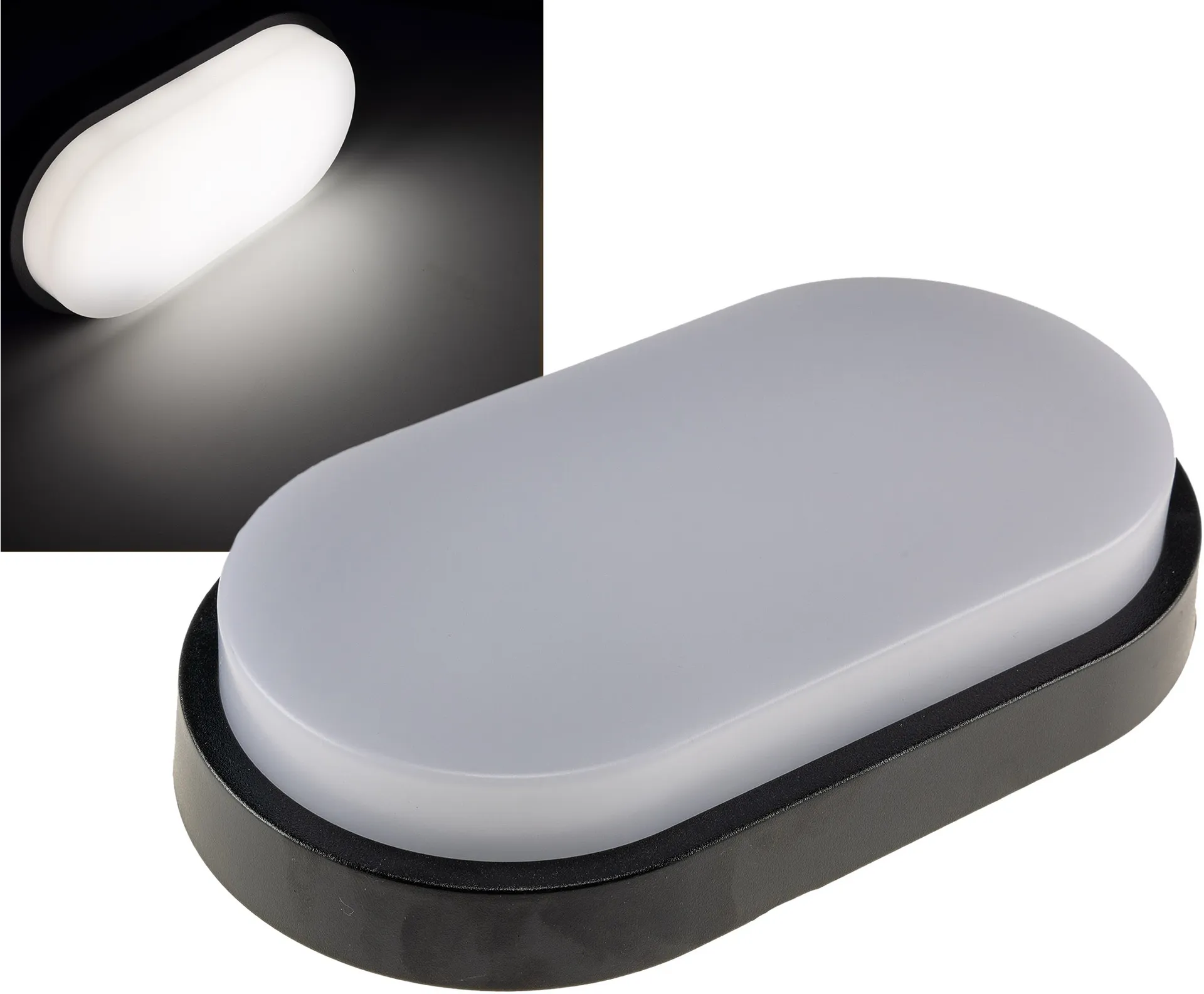 LED Wandleuchte „PALAU“ IP54, 4000K Oval, 10W, 900 Lumen, Anthrazit #REST# LED Wandleuchte „PALAU“ IP54, 4000K Oval, 10W, 900 Lumen, Anthrazit #REST#