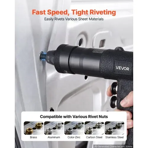 VEVOR Druckluft Nietmutternzange Set mit Metrischen Kopfstück M5 M6 M8 M10, Luftdruck-Nietpistole-Satz für Automobil Industrie Heimwerkerprojekte, 1134kg Zugkraft, Vor- & Rückwärts, Mit 20 Mandrels – Bild 5