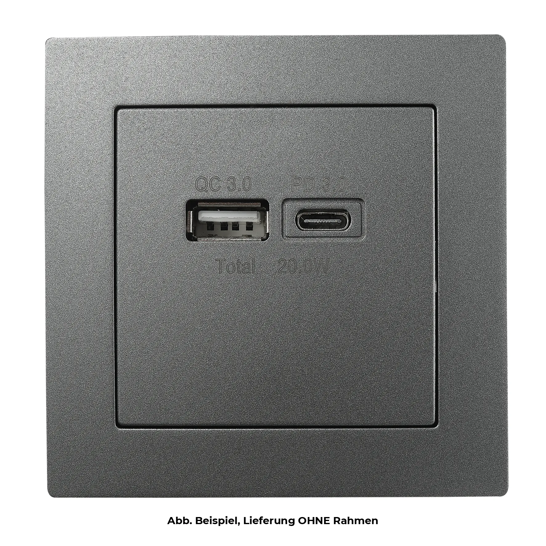 USB-Ladedose McPower ''Flair'' 2-fach, USB-C, PD 3.0 20W, anthrazit – Bild 2