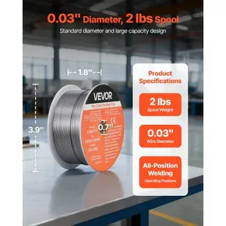 VEVOR Fülldraht 0,8 mm, MIG-Schweißdraht E308LFC-O, 0,9 kg Gasloser Edelstahl-Schweißdraht mit Geringer Spritzerbildung für Alle Schweißpositionen, Selbstschützend für Den Außeneinsatz, 1 Stk. VEVOR Fülldraht 0,8 mm, MIG-Schweißdraht E308LFC-O, 0,9 kg Gasloser Edelstahl-Schweißdraht mit Geringer Spritzerbildung für Alle Schweißpositionen, Selbstschützend für Den Außeneinsatz, 1 Stk.