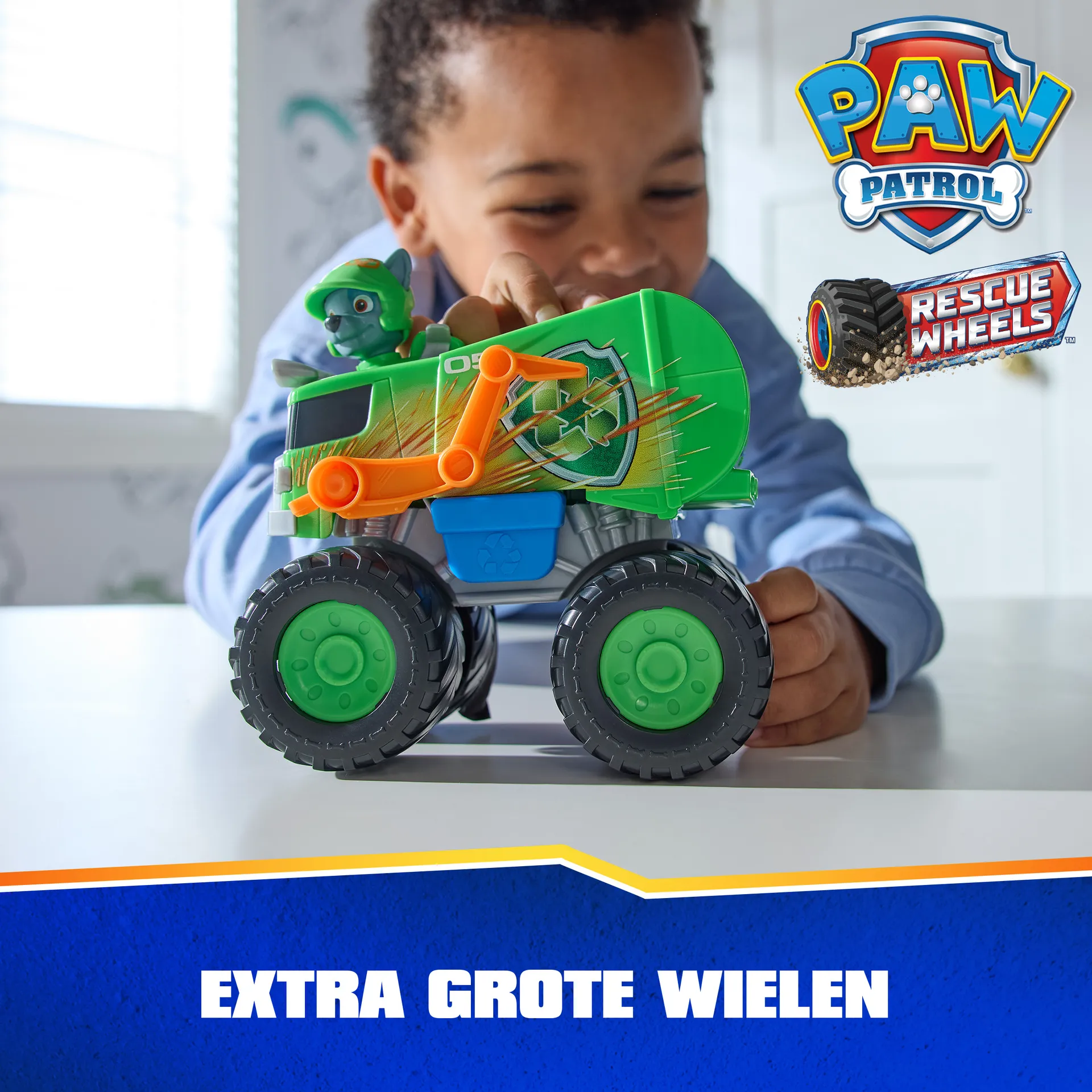 PAW Patrol Rescue Wheels - Rockys Recycling Monstertruck mit Geschoss-Abwurf und Rocky Hundefigur – Bild 2