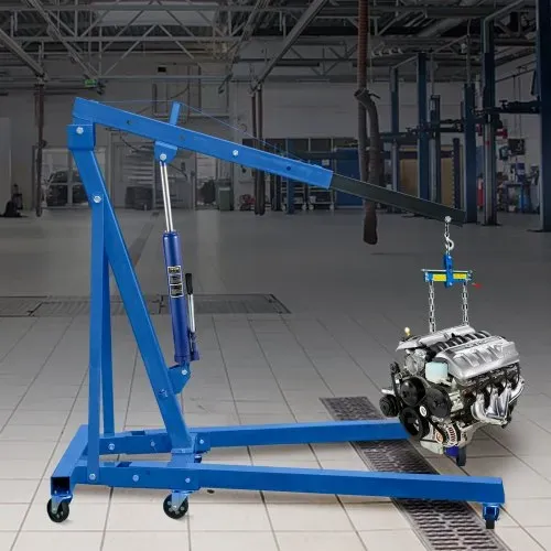 VEVOR Hydraulischer langer Rammenheber, 8 t Kapazität, mit Einzelkolbenpumpe und Gabelkopfbasis, manueller Hubarbeitsbühnenheber mit Griff, für Garagen-/Ladenkräne, Motorhubwerk, blau – Bild 7