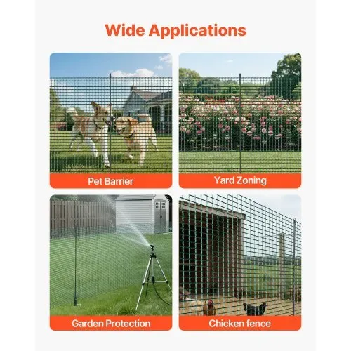 VEVOR Begrenzungszaun 25x0,9 m, Weidezaun aus PE, Mobiler Hundezaun mit Doppelspitzenpfählen & Abspannseilen, Hühnerzaun, Gartenzaun, Campingzaun für Hunde, Hühner, Pflanzen, Außenbereiche – Bild 5