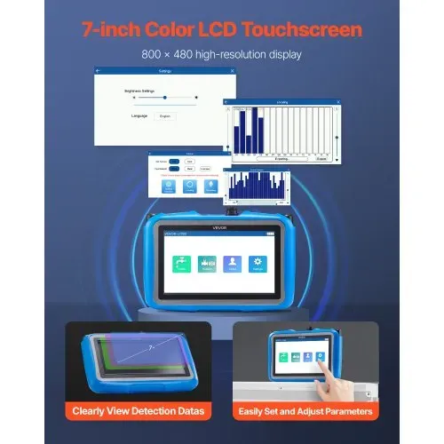 VEVOR Rohr-Wasserleckdetektor mit 4 Sensoren, 1 Hz–10000 Hz, 7-Zoll-Touchscreen, Ortungsgerät für unterirdische Rohrleitungen mit 3 Abhörstäben, Kopfhörer, 8-GB-Karte & Tragetasche – Bild 2