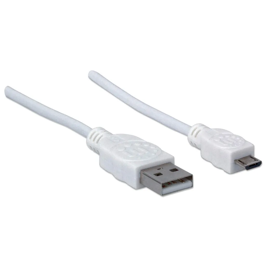 Manhattan Hi-Speed USB Micro-B Anschlusskabel, USB 2.0, Typ A Stecker - Micro-B Stecker, 480 Mbps, 1 m, weiß – Bild 2