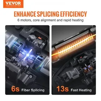 VEVOR Glasfaser-Schweißgerät mit 6 Motoren, Kernausrichtung, Spleißgerät, 6 s Spleißen & 13 s Aufheizen, Fusionsspleißgerät mit 5-Zoll-Touchscreen, 3-in-1-Faserhalter, 7800 mAh Akku für SM MM DS NZDS VEVOR Glasfaser-Schweißgerät mit 6 Motoren, Kernausrichtung, Spleißgerät, 6 s Spleißen & 13 s Aufheizen, Fusionsspleißgerät mit 5-Zoll-Touchscreen, 3-in-1-Faserhalter, 7800 mAh Akku für SM MM DS NZDS