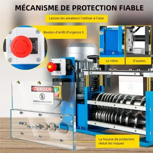 VEVOR Elektrische Abisoliermaschine, 370 W, 1,5 mm-38 mm, Kabelabisoliermaschine, Kabel Abisolierwerkzeug, 11 Kanäle 10 Klingen zum Recycling von Kupferdrähten/Entfernen, Isolierung aus Kunststoff – Bild 4