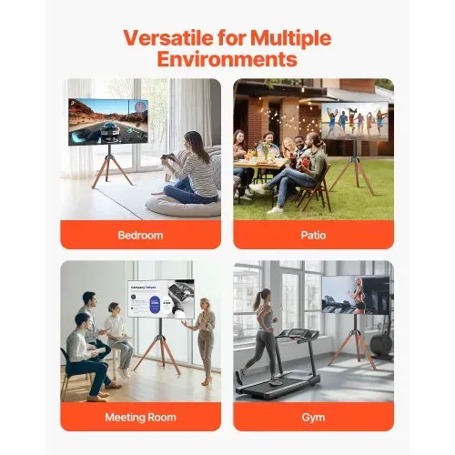 VEVOR TV-Ständer mit Stativ-Staffelei für 1016-1651 mm flach & Curved-TVs bis zu 45 kg, 18° Links-Rechts-Drehung, tragbarer Fernsehständer mit Beinen aus Holz für Schlafzimmer Wohnzimmer Studio – Bild 5