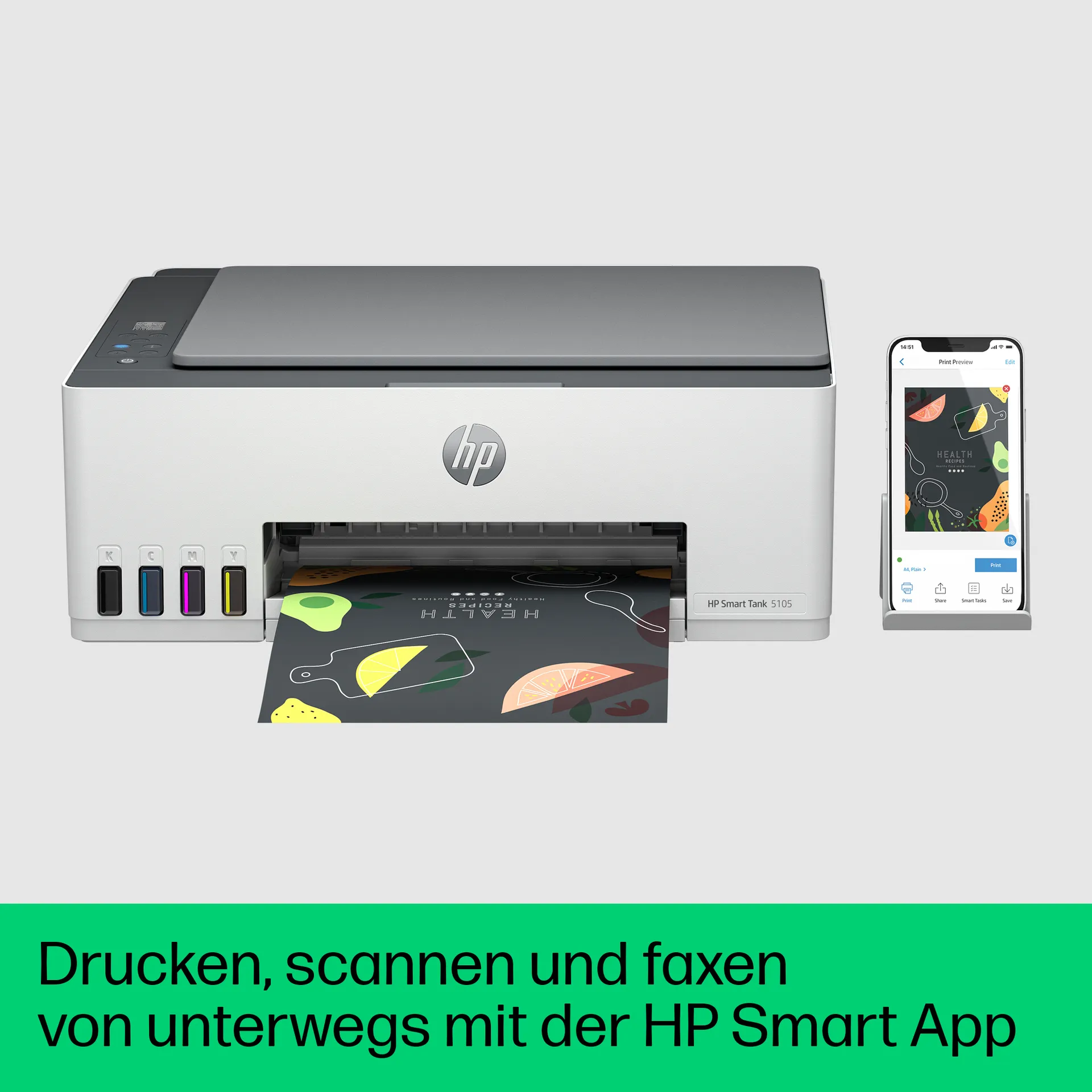 HP Smart Tank 5105 Wireless All-in-One Farbe Drucker, Kopierer, Scanner – Bild 6