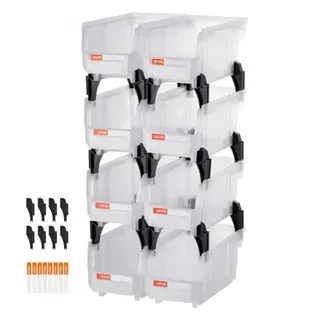 VEVOR Stapelboxen, 276x140x130 mm (8er-Pack), Lagerboxen zum Organisieren & Aufbewahren, Sichtlagerboxen, Sichtlagerkasten, für Schrank, Garage, Kleinteile, Bürobedarf, anderes Zubehör, transparent VEVOR Stapelboxen, 276x140x130 mm (8er-Pack), Lagerboxen zum Organisieren & Aufbewahren, Sichtlagerboxen, Sichtlagerkasten, für Schrank, Garage, Kleinteile, Bürobedarf, anderes Zubehör, transparent