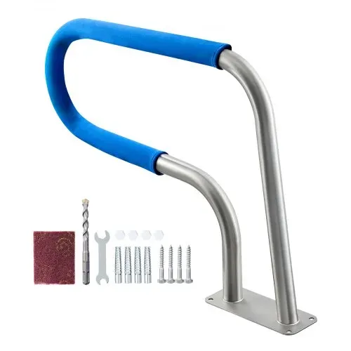 VEVOR Schwimmbad Handlauf, 788x100x558 mm, 100 kg Tragkraft, Pool Haltegriff aus Edelstahl 304, abnehmbare rutschfeste Hülle, umfangreiches Zubehör, für Poolbereiche, Wasserparks & Spa-Zentren – Bild 8