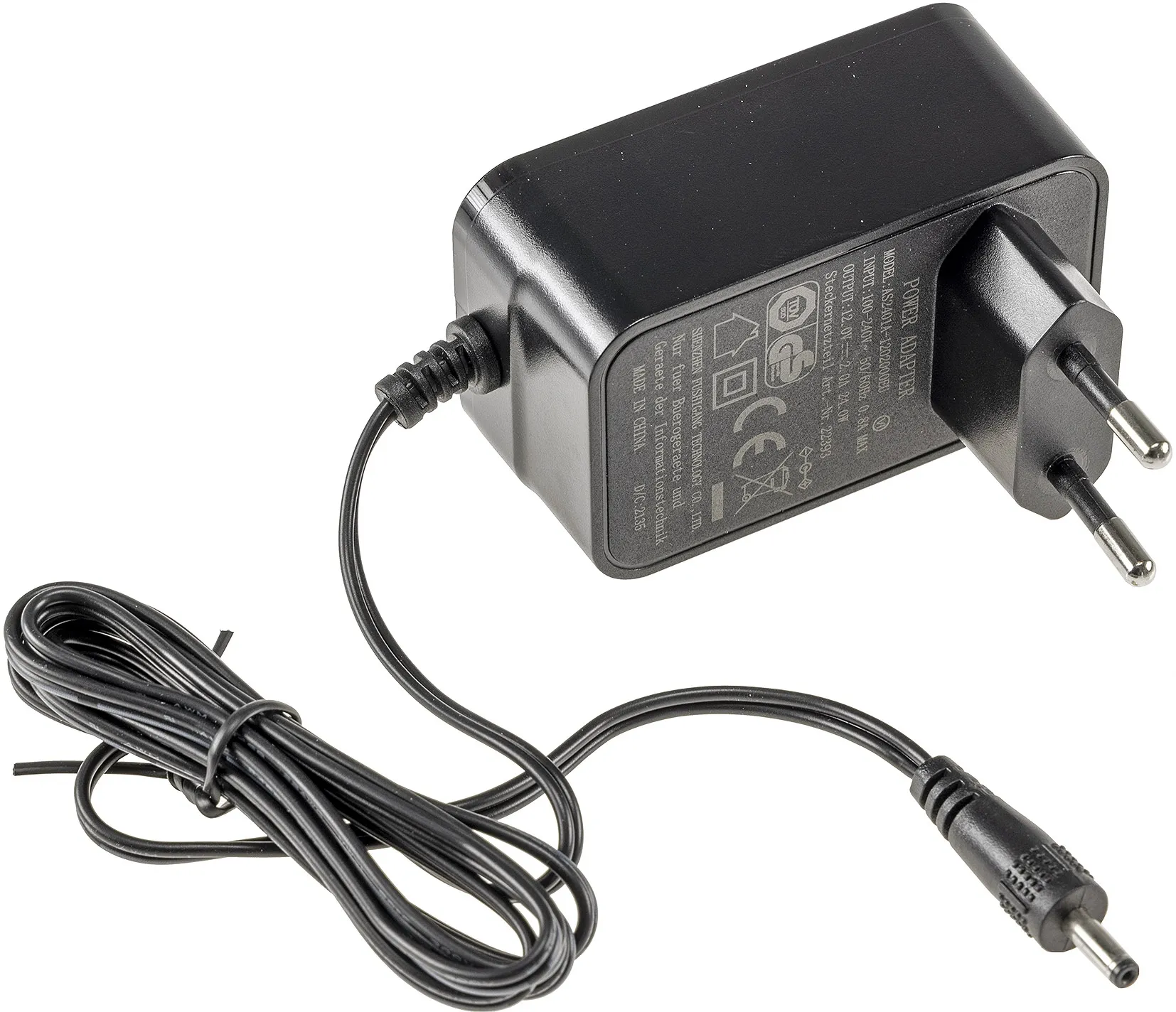 Stecker-Netzteil „CTN-1224/35n“ 110-240V~ >12V=, 2000mA / 24W, 3,5mmKoax Stecker-Netzteil „CTN-1224/35n“ 110-240V~ >12V=, 2000mA / 24W, 3,5mmKoax