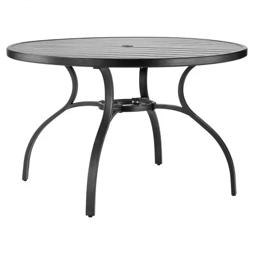 VEVOR Terrassentisch Gartentisch Balkontisch (1200 x 725 mm) aus Kohlenstoffstahl runder Esstisch für Outdoor Hof Terrasse Garten Veranda, wasserfest, mit 38 mm Schirmloch, 68 kg Tragkraft Schwarz – Bild 10
