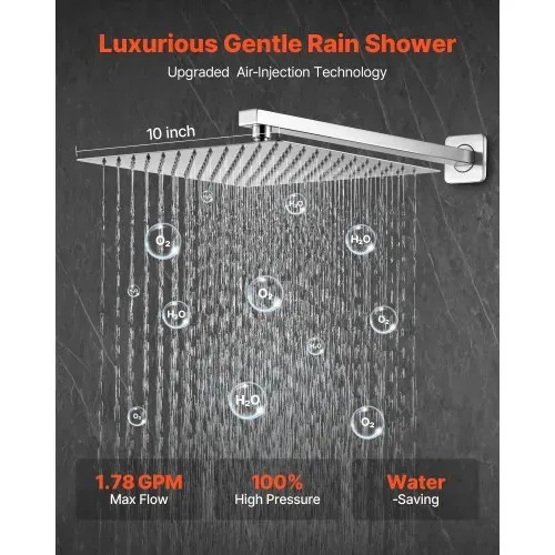 VEVOR Duscharmatur Regenduschsystem fürs Badezimmer Duschsystem mit 254 mm quadratischen Regenduschkopf & Handbrause, wandmontierte Badezimmerarmaturen mit Messingventil & Zierset, gebürstetes Nickel VEVOR Duscharmatur Regenduschsystem fürs Badezimmer Duschsystem mit 254 mm quadratischen Regenduschkopf & Handbrause, wandmontierte Badezimmerarmaturen mit Messingventil & Zierset, gebürstetes Nickel