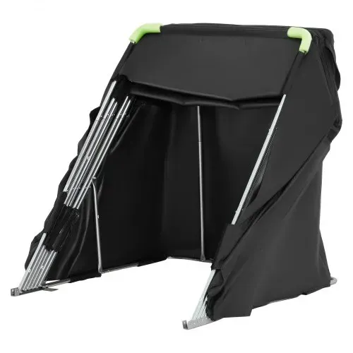 VEVOR Motorrad Zeltgarage, Motorrad Abdeckplane 2790x1095x1600 mm, Motorradgarage mit Sicherheitsschloss, 600D Oxford-Klappzelt, Allwetter-Motorradabdeckung mit Belüftungsfenstern, Schwarz – Bild 10