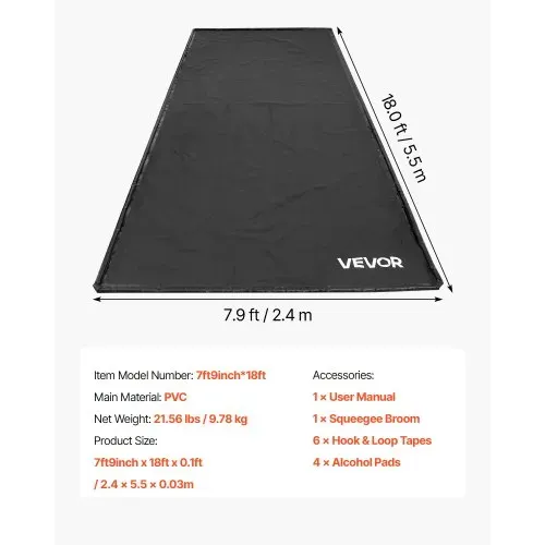 VEVOR Auffangmatte PVC-Garagenbodenmatte rutschfest (2,4 x 5,5 x 0,03 m) mit Abziehbesen, strapazierfähiger & wasserdichter Auffangschutz Bodenschutz vor Schnee Regen Schlamm, Garagenmatte Schwarz – Bild 6