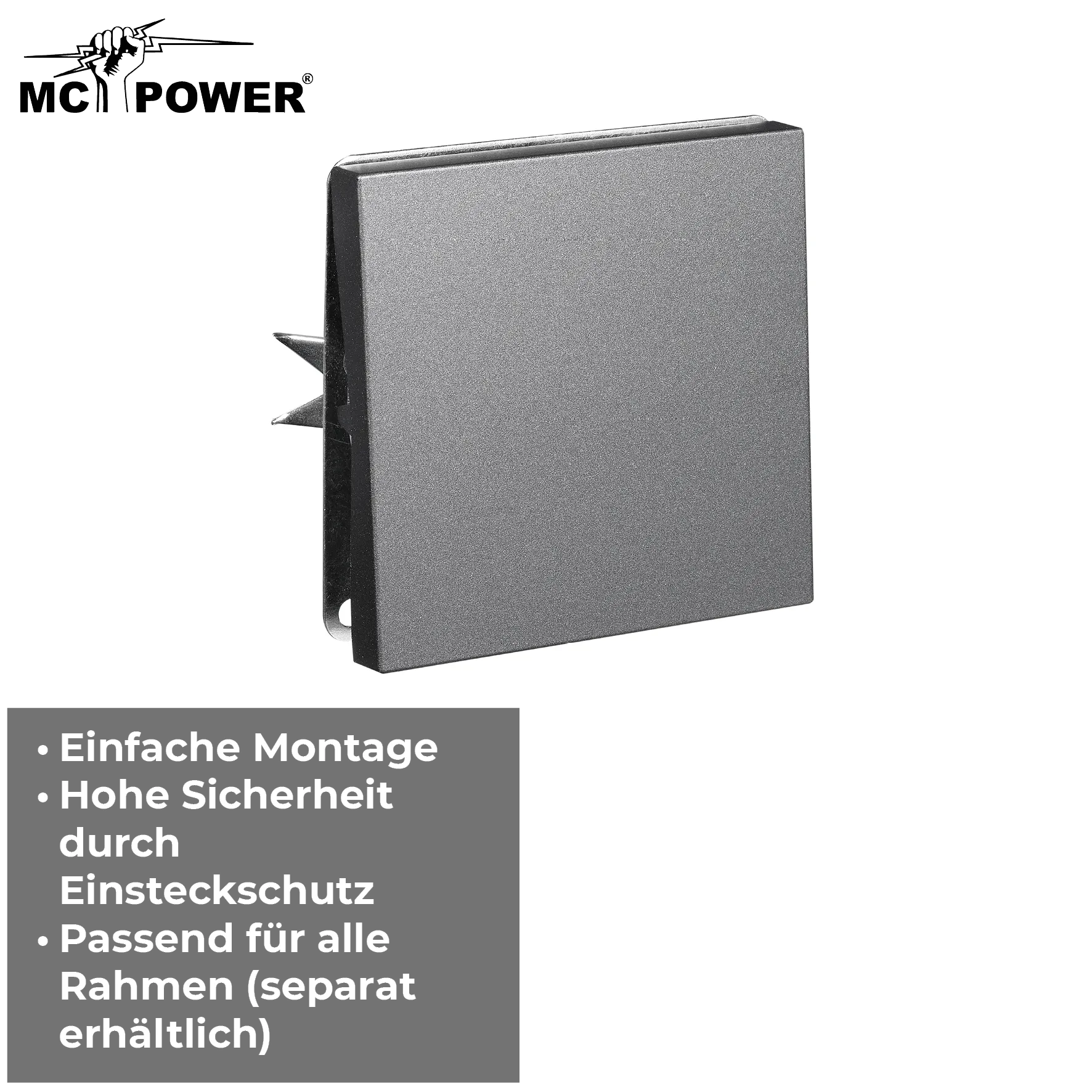 Kreuzschalter McPower ''Shallow'' 250V~/10A, UP, Steckanschluss, anthrazit – Bild 4