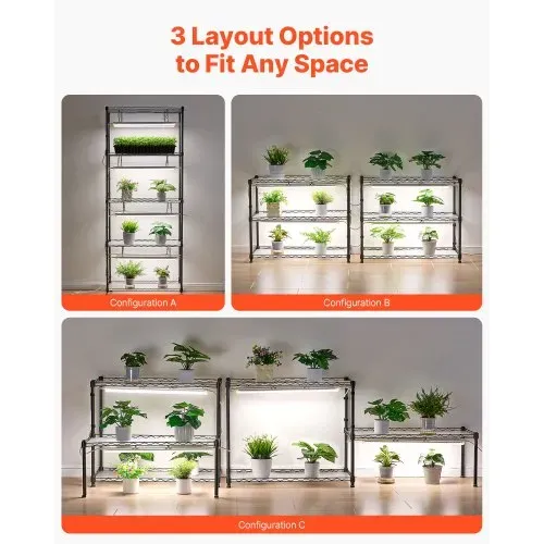 VEVOR DIY-Pflanzenregal mit Wachstumslichtern, Pflanzenständer mit Rädern, 192 W 5000 K Vollspektrum-Lichter, Pflanzenregal aus Metall, Blumenregal für Samenanzucht, 750x350x1800mm VEVOR DIY-Pflanzenregal mit Wachstumslichtern, Pflanzenständer mit Rädern, 192 W 5000 K Vollspektrum-Lichter, Pflanzenregal aus Metall, Blumenregal für Samenanzucht, 750x350x1800mm