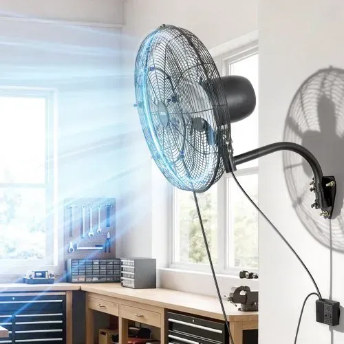 VEVOR 95W Industrieller Wandventilator 56 cm, 7 m/s Oszillierender Wandlüfter mit Fernbedienung Nebel & 18h Timer, Gewerblicher Industrieventilator IP44 Wasserfest für Werkstatt Garage Lager, Schwarz – Bild 7