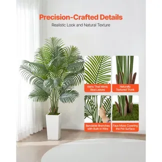 VEVOR Künstliche Areca-Palme, 1,8 m, künstliche tropische Palmenpflanzen mit weißem Pflanzgefäß, Kunstseidenpflanze im Topf, Kunstbaum für Veranden, Wohnzimmer, Terrassen, Zuhause, Büro VEVOR Künstliche Areca-Palme, 1,8 m, künstliche tropische Palmenpflanzen mit weißem Pflanzgefäß, Kunstseidenpflanze im Topf, Kunstbaum für Veranden, Wohnzimmer, Terrassen, Zuhause, Büro