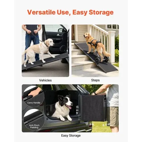 VEVOR Hunderampe, 160 x 43,2 cm, faltbare Hundeautorampen für mittelgroße & große Hunde bis 113 kg, Hundetreppe mit rutschfester Oxford-Gewebeoberfläche, tragbare Einstiegshilfe für SUV & LKW – Bild 5
