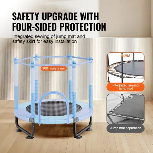VEVOR Kindertrampolin Outdoor-Trampolin mini Freizeittrampolin 1545 mm für Kleinkinder mit Sicherheitsnetz & Basketballkorb, Geburtstagsgeschenk Weihnachtsspielzeug für Kinder ab 3 Jahren Blau – Bild 2