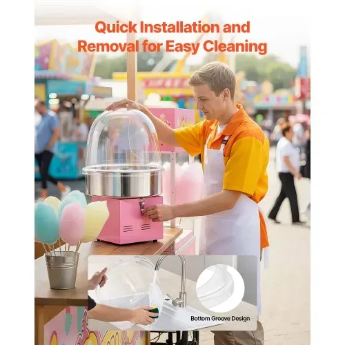 VEVOR Zuckerwattemaschinen-Abdeckung, transparente Acrylkuppel, Blasenabdeckung kompatibel mit 15 Zoll Zuckerwattemaschinen-Schüssel für Partys Geschäfte Bodenrillen-Design – Bild 5