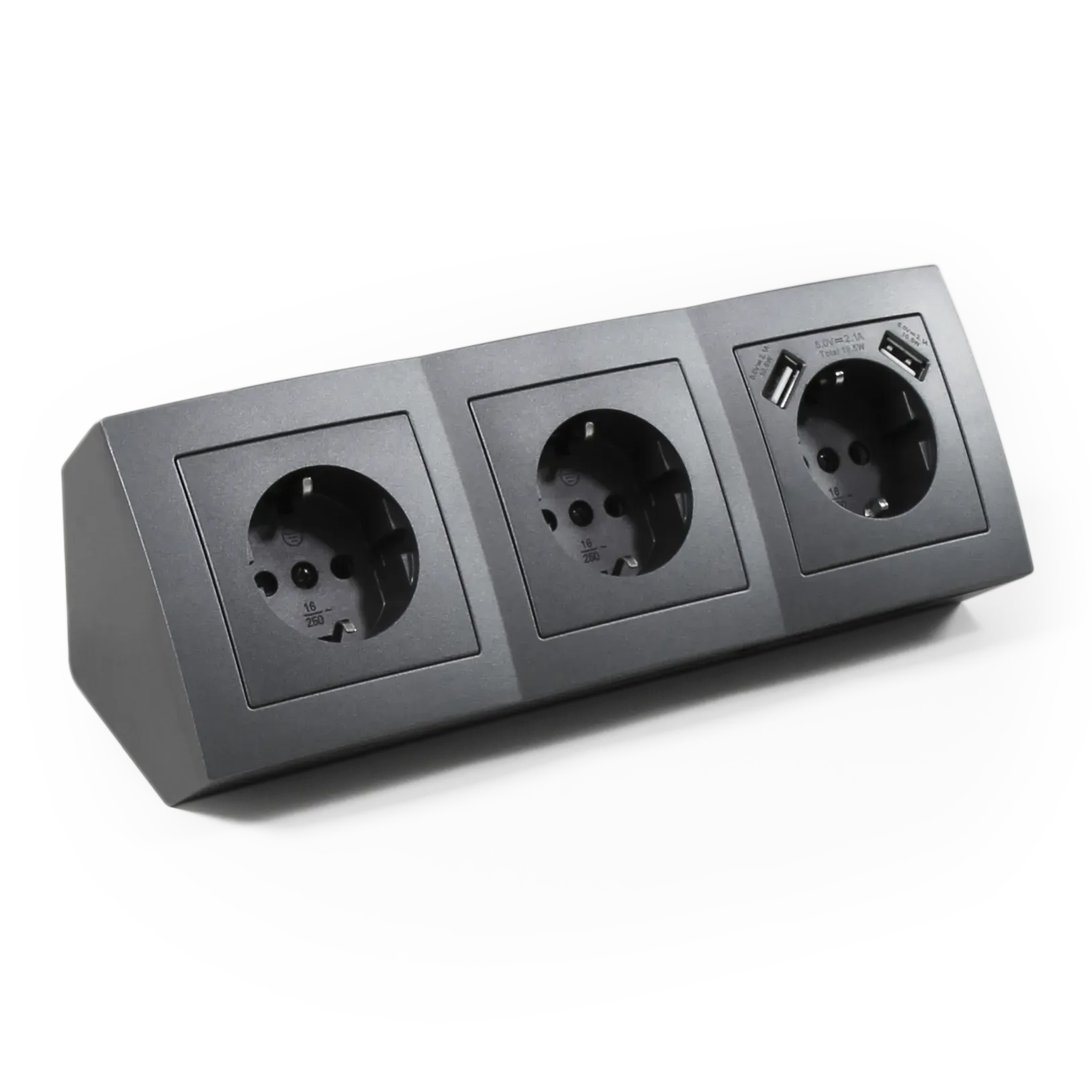 Steckdosenblock McPower “Flair“ Aufbau, anthrazit, 3-fach Schutzkontakt + USB Steckdosenblock McPower “Flair“ Aufbau, anthrazit, 3-fach Schutzkontakt + USB