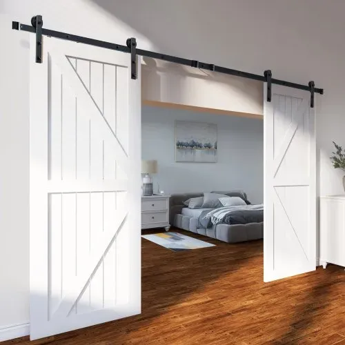 VEVOR 244cm Schiebetürbeschlag I-förmig Schiebetürsystem mit 2-teiligen Schienen 150kg Tragfähigkeit Laufschiene Ideal für Schiebetüren mit Türstärke von 32-45mm, Türbreite von 1,12-1,32m – Bild 7