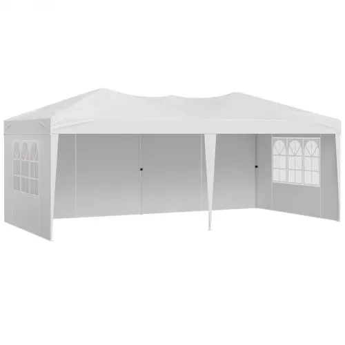 VEVOR Pavillon Faltpavillon, 5,9 x 2,96 x 2,65 m, Festzelt, Gartenzelt mit Seitenwänden & belüfteten Fenstern, 3 Höheneinstellungen, Sonnenschutz für Veranstaltungen im Außenbereich, weiß – Bild 9