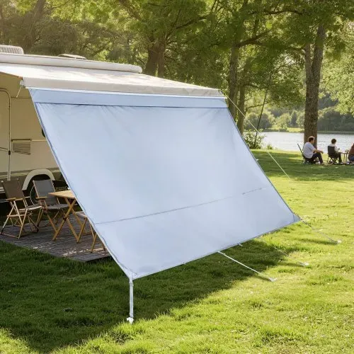 VEVOR Sonnenschutz (2 x 3,3 m) für Markisen (3,5 m), Markisen-Vorderwand mit UV50+ & Reißverschluss-PU-Bezug & Doppelt Genähtem Polyester-Netzgewebe, Regenschutz für Wohnmobil, Camping & Wohnwagen – Bild 7