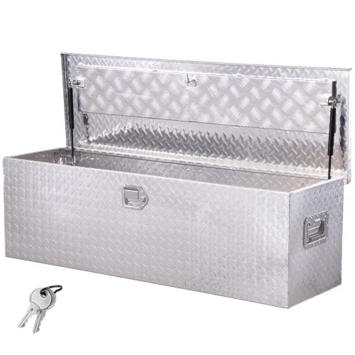 VEVOR Werkzeugkasten aus Aluminium für die Ladefläche mit seitlichem Griff & Schlossschlüsseln, Aufbewahrungs-Werkzeugkiste für Anhänger Pickup Wohnmobil (1244,6 x 381 x 381 mm) Silber VEVOR Werkzeugkasten aus Aluminium für die Ladefläche mit seitlichem Griff & Schlossschlüsseln, Aufbewahrungs-Werkzeugkiste für Anhänger Pickup Wohnmobil (1244,6 x 381 x 381 mm) Silber