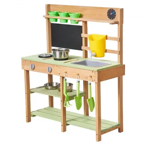 VEVOR Spielküche, Kinderküche, Spielzeugküche mit Herd, Wassertank, Spüle, Pflanzschaufeln, Spachtel, Kiste, Kochgeschirr & Zubehör, Outdoor-Holzküche für Kinder ab 3 Jahren, 762x324x914 mm – Bild 9