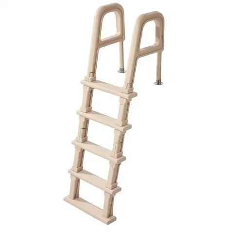 VEVOR Poolleiter, Einstiegsleiter 5-Stufig, Treppe mit Doppeltem Handlauf, Einstiegshilfe Tragkraft 136 kg, für Einbau- & Aufstellpools, Sicherheitsleiter für Alle Terrassenoberflächen, Taupe – Bild 9