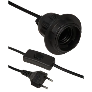 Euro-Netzkabel McPower mit Schnurschalter und E27 Fassung, 3,5m, schwarz Euro-Netzkabel McPower mit Schnurschalter und E27 Fassung, 3,5m, schwarz
