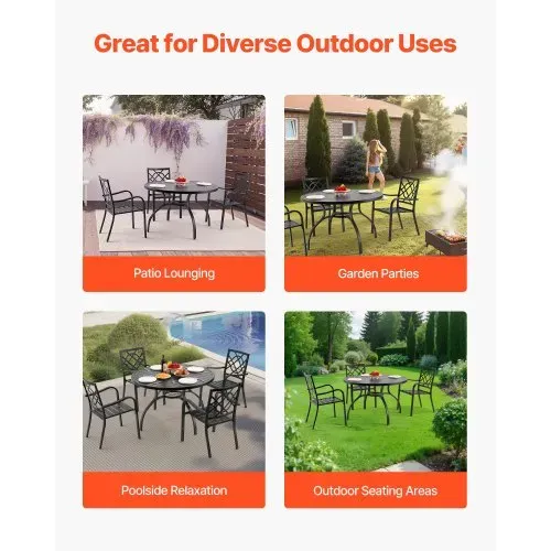 VEVOR Terrassentisch Gartentisch Balkontisch (1200 x 725 mm) aus Kohlenstoffstahl runder Esstisch für Outdoor Hof Terrasse Garten Veranda, wasserfest, mit 38 mm Schirmloch, 68 kg Tragkraft Schwarz – Bild 5