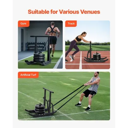 VEVOR Gewichtsschlitten Kraftschlitten Krafttrainingsschlitten zur Verbesserung der Geschwindigkeit bei sportlichen Übungen, Fitnessgerät mit verstellbarem Griff, für 25/51 mm Gewichtsscheiben – Bild 5