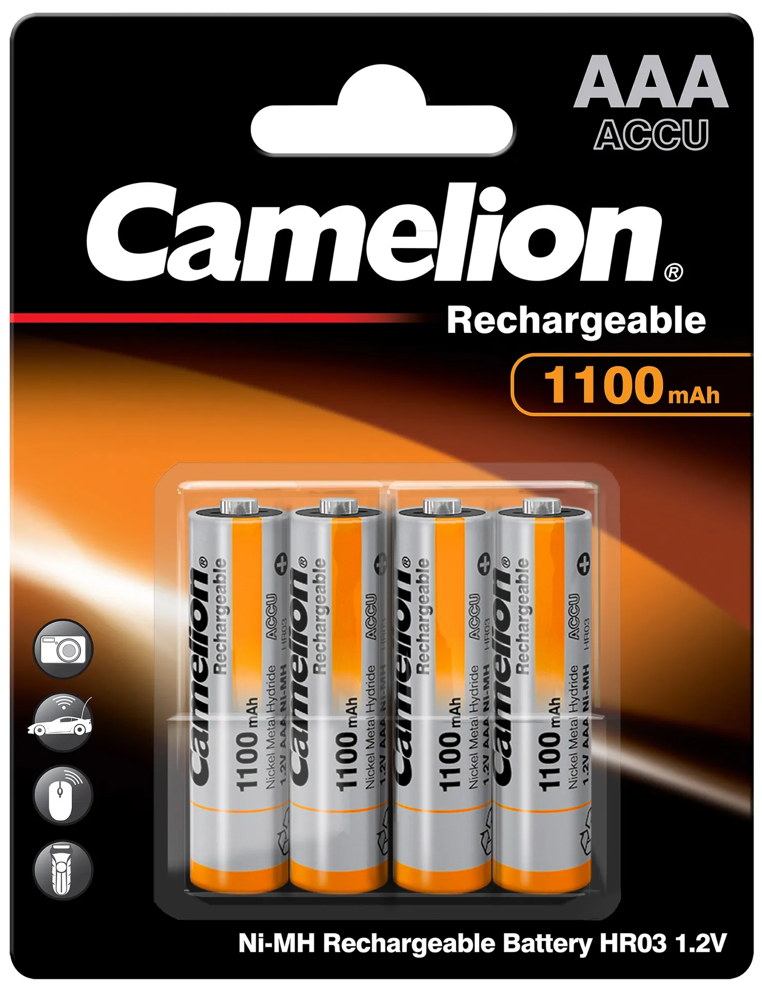 Micro-Akkus CAMELION Ni-MH, 1100mA Typ AAA, 1,2V, 4er-Pack Micro-Akkus CAMELION Ni-MH, 1100mA Typ AAA, 1,2V, 4er-Pack