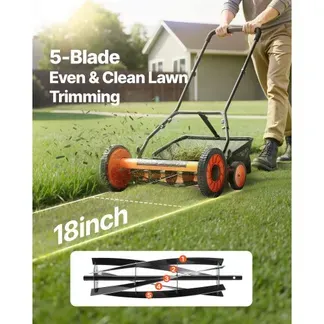 VEVOR Spindelmäher mit 450 mm Schnittbreite, Rasenmäher Schnitthöhe von 35 bis 62 mm, Handmäher mit 5 Klingen und Grasfangsack, Ideal für grüne Rasenflächen, Einfahrten, Innenhöfe VEVOR Spindelmäher mit 450 mm Schnittbreite, Rasenmäher Schnitthöhe von 35 bis 62 mm, Handmäher mit 5 Klingen und Grasfangsack, Ideal für grüne Rasenflächen, Einfahrten, Innenhöfe