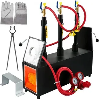 VEVOR Gas schmiedeofen 1350 °C, Brenner Schmiede 15 L, Schmiedeofen drei Brenner Zweitürig Auskleidung mit Aluminiumsilikatfaser, Metallschmiede Max. Leistung 230,4 kWh / 786.000 BTU, Gasdruckregler VEVOR Gas schmiedeofen 1350 °C, Brenner Schmiede 15 L, Schmiedeofen drei Brenner Zweitürig Auskleidung mit Aluminiumsilikatfaser, Metallschmiede Max. Leistung 230,4 kWh / 786.000 BTU, Gasdruckregler